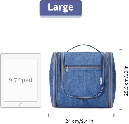Hanging Toiletry Bag Women Travel Makeup Bag Organizer Toiletries Bag for Travel Size Essentials Accessories Cosmetics (Medium,Blue Flower)
