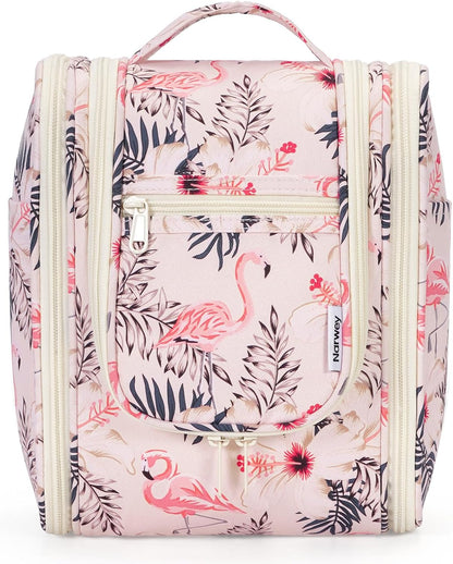 Hanging Toiletry Bag Women Travel Makeup Bag Organizer Toiletries Bag for Travel Size Essentials Accessories Cosmetics (Medium,Blue Flower)