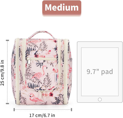 Hanging Toiletry Bag Women Travel Makeup Bag Organizer Toiletries Bag for Travel Size Essentials Accessories Cosmetics (Medium,Blue Flower)