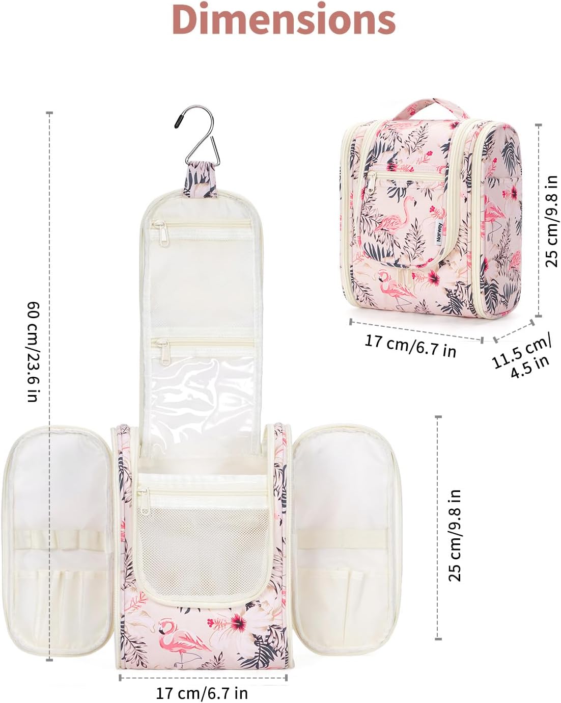Hanging Toiletry Bag Women Travel Makeup Bag Organizer Toiletries Bag for Travel Size Essentials Accessories Cosmetics (Medium,Blue Flower)
