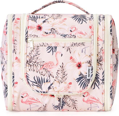 Hanging Toiletry Bag Women Travel Makeup Bag Organizer Toiletries Bag for Travel Size Essentials Accessories Cosmetics (Medium,Blue Flower)