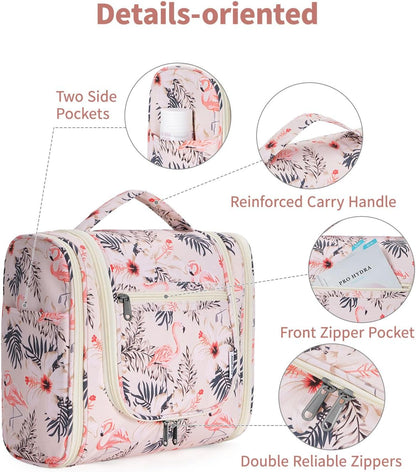 Hanging Toiletry Bag Women Travel Makeup Bag Organizer Toiletries Bag for Travel Size Essentials Accessories Cosmetics (Medium,Blue Flower)