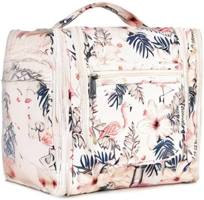 Hanging Toiletry Bag Women Travel Makeup Bag Organizer Toiletries Bag for Travel Size Essentials Accessories Cosmetics (Medium,Blue Flower)