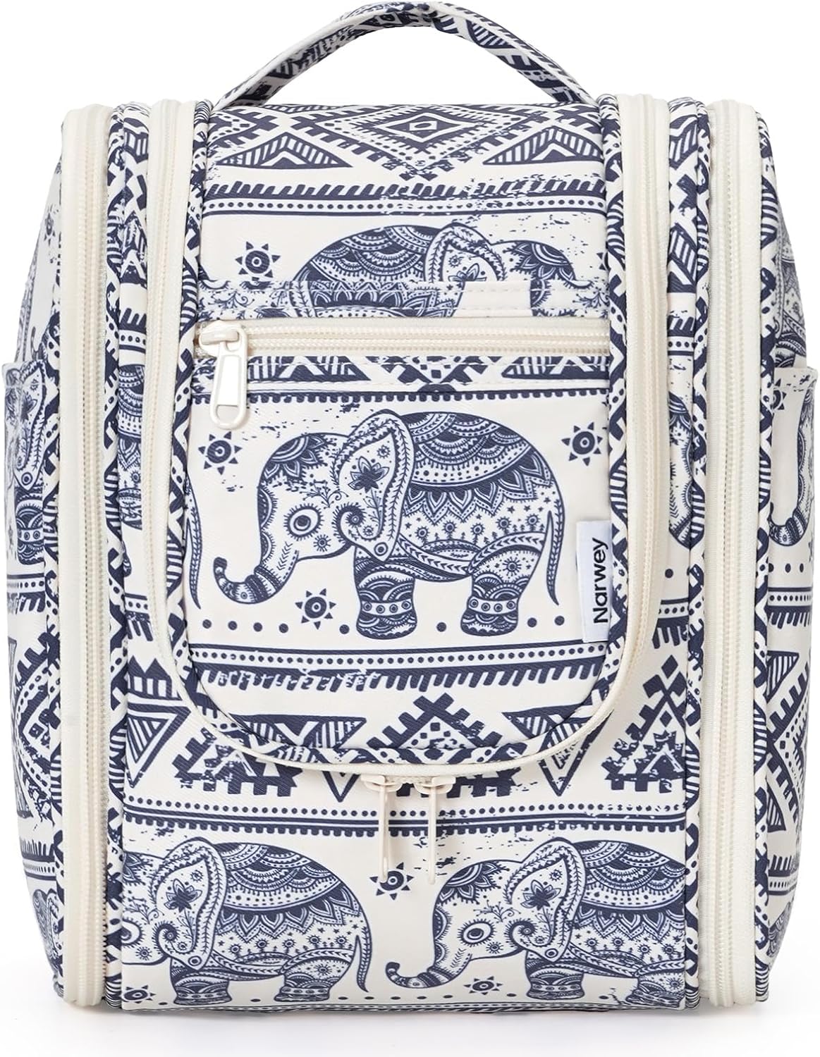 Hanging Toiletry Bag Women Travel Makeup Bag Organizer Toiletries Bag for Travel Size Essentials Accessories Cosmetics (Medium,Blue Flower)