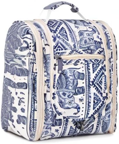 Hanging Toiletry Bag Women Travel Makeup Bag Organizer Toiletries Bag for Travel Size Essentials Accessories Cosmetics (Medium,Blue Flower)