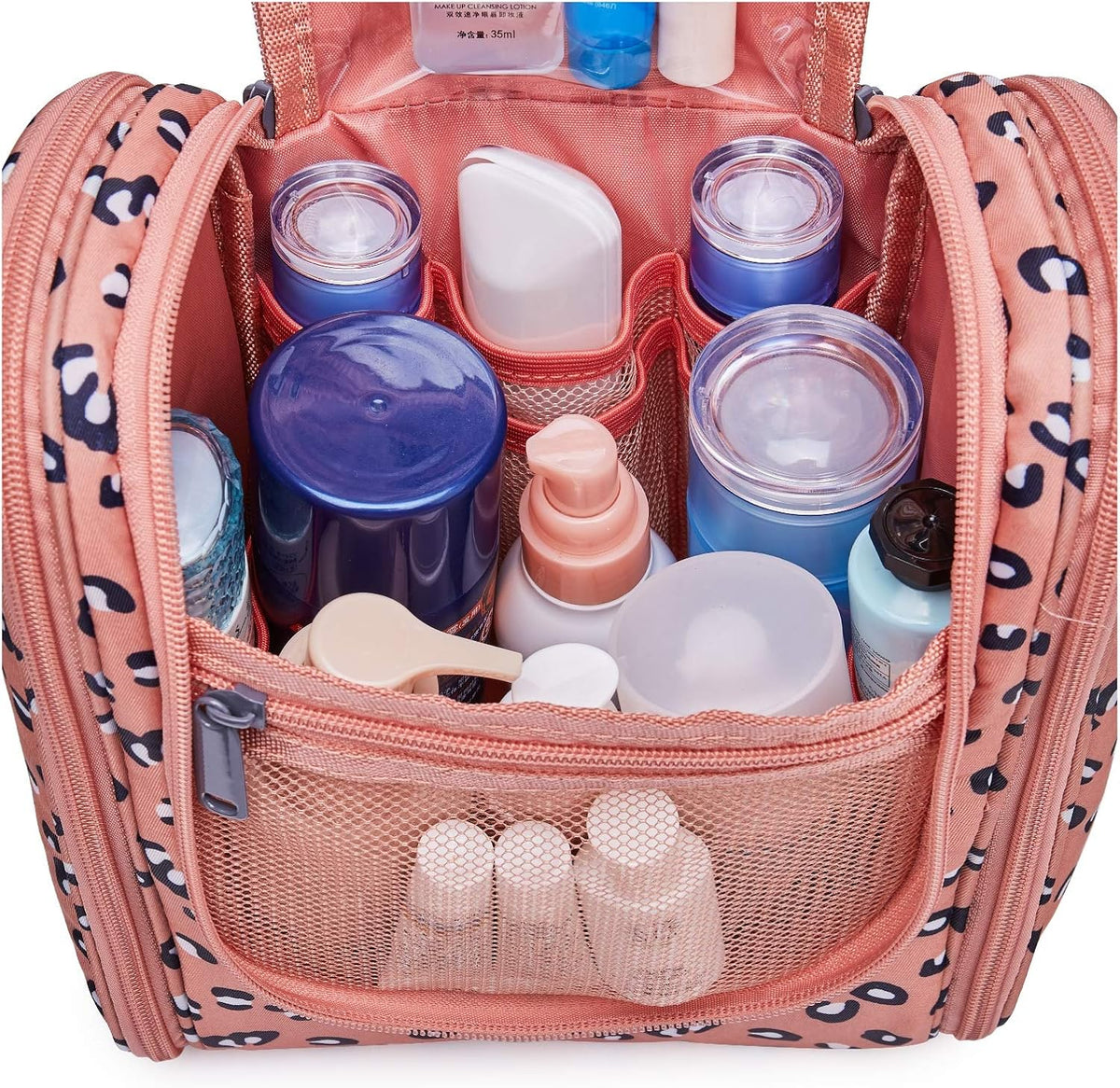 Hanging Toiletry Bag Women Travel Makeup Bag Organizer Toiletries Bag for Travel Size Essentials Accessories Cosmetics (Medium,Blue Flower)