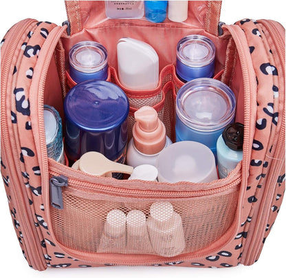 Hanging Toiletry Bag Women Travel Makeup Bag Organizer Toiletries Bag for Travel Size Essentials Accessories Cosmetics (Medium,Blue Flower)