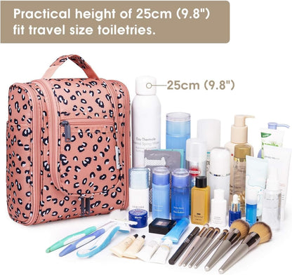 Hanging Toiletry Bag Women Travel Makeup Bag Organizer Toiletries Bag for Travel Size Essentials Accessories Cosmetics (Medium,Blue Flower)