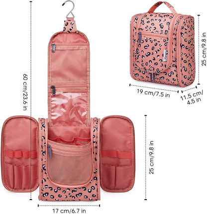 Hanging Toiletry Bag Women Travel Makeup Bag Organizer Toiletries Bag for Travel Size Essentials Accessories Cosmetics (Medium,Blue Flower)