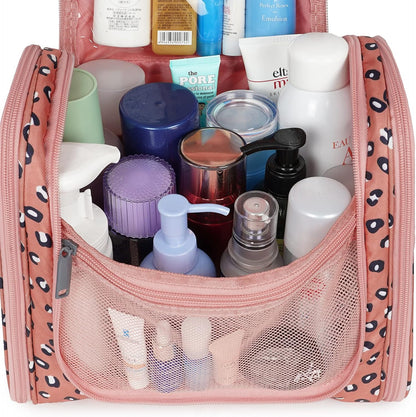 Hanging Toiletry Bag Women Travel Makeup Bag Organizer Toiletries Bag for Travel Size Essentials Accessories Cosmetics (Medium,Blue Flower)