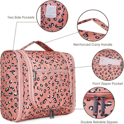 Hanging Toiletry Bag Women Travel Makeup Bag Organizer Toiletries Bag for Travel Size Essentials Accessories Cosmetics (Medium,Blue Flower)
