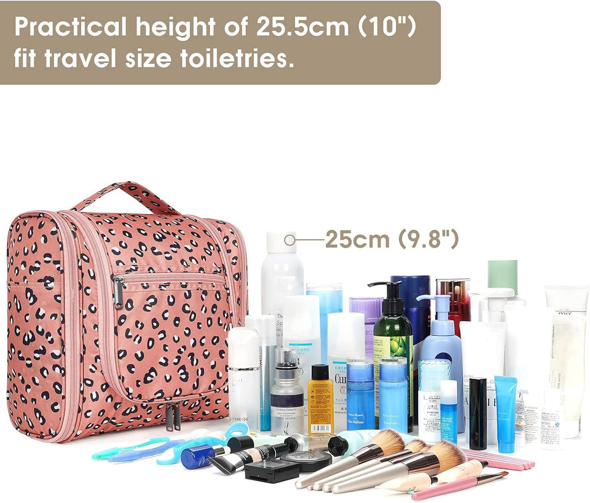 Hanging Toiletry Bag Women Travel Makeup Bag Organizer Toiletries Bag for Travel Size Essentials Accessories Cosmetics (Medium,Blue Flower)