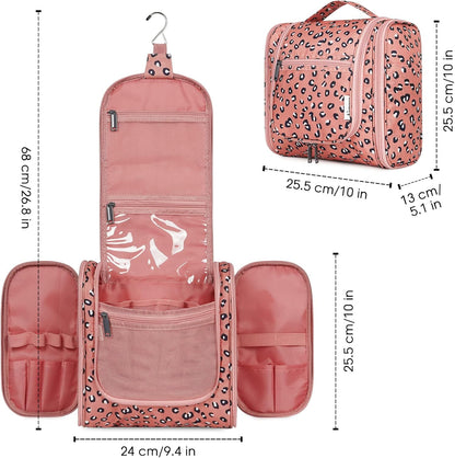 Hanging Toiletry Bag Women Travel Makeup Bag Organizer Toiletries Bag for Travel Size Essentials Accessories Cosmetics (Medium,Blue Flower)