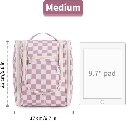 Hanging Toiletry Bag Women Travel Makeup Bag Organizer Toiletries Bag for Travel Size Essentials Accessories Cosmetics (Medium,Blue Flower)