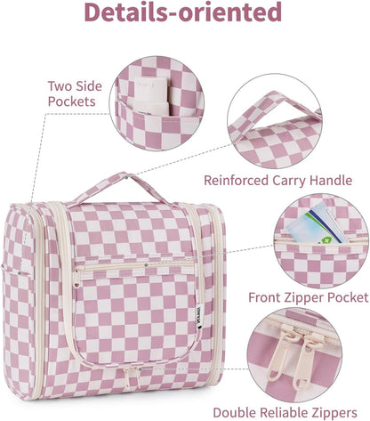 Hanging Toiletry Bag Women Travel Makeup Bag Organizer Toiletries Bag for Travel Size Essentials Accessories Cosmetics (Medium,Blue Flower)