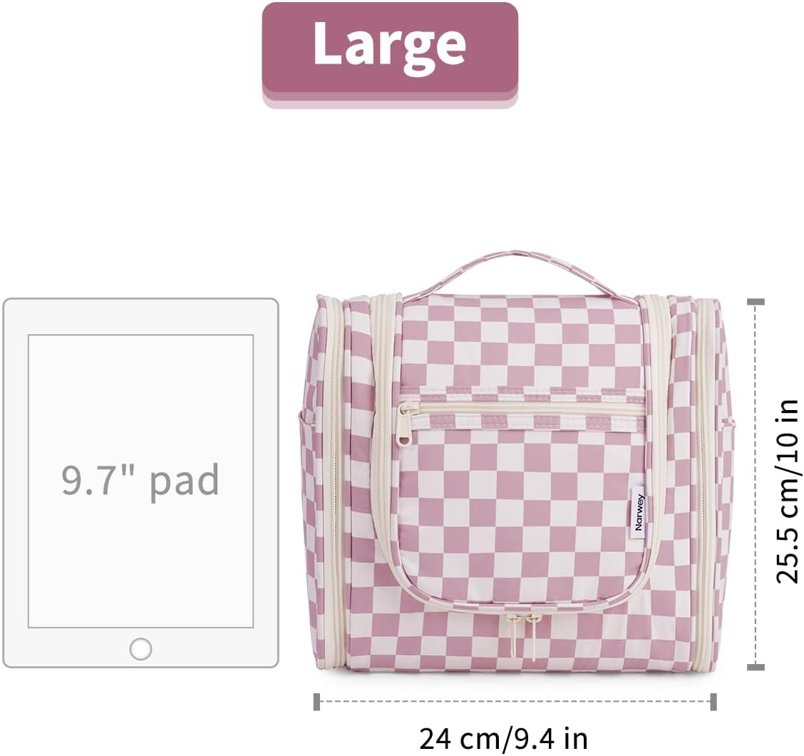 Hanging Toiletry Bag Women Travel Makeup Bag Organizer Toiletries Bag for Travel Size Essentials Accessories Cosmetics (Medium,Blue Flower)