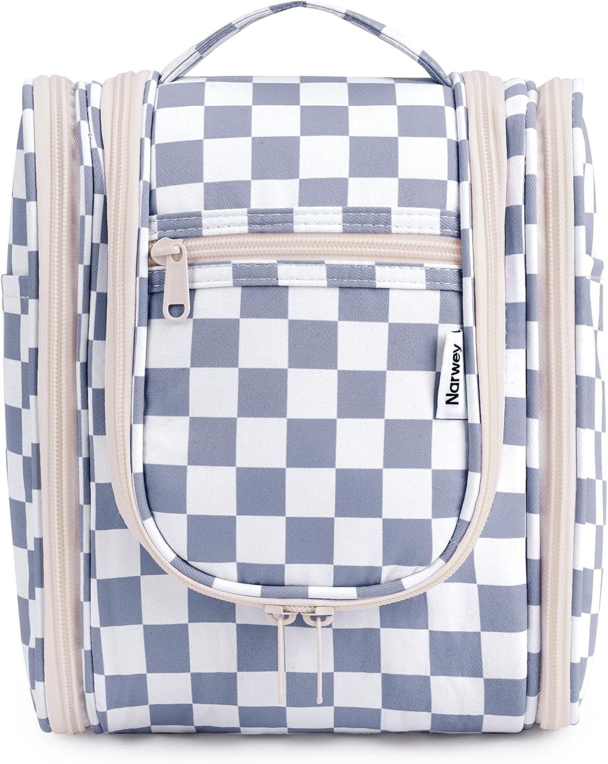 Hanging Toiletry Bag Women Travel Makeup Bag Organizer Toiletries Bag for Travel Size Essentials Accessories Cosmetics (Medium,Blue Flower)