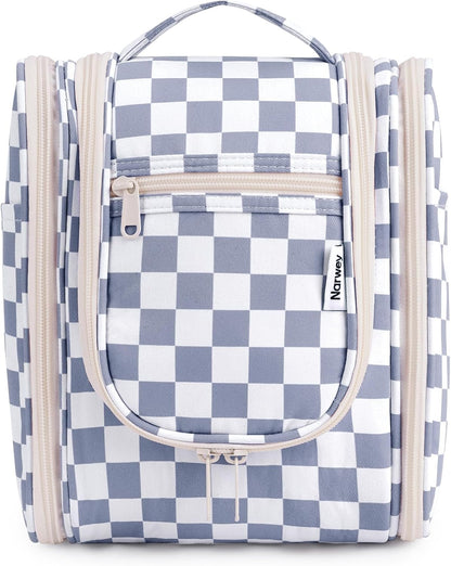 Hanging Toiletry Bag Women Travel Makeup Bag Organizer Toiletries Bag for Travel Size Essentials Accessories Cosmetics (Medium,Blue Flower)