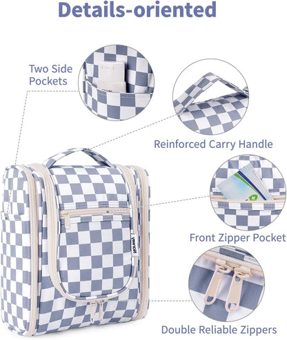 Hanging Toiletry Bag Women Travel Makeup Bag Organizer Toiletries Bag for Travel Size Essentials Accessories Cosmetics (Medium,Blue Flower)