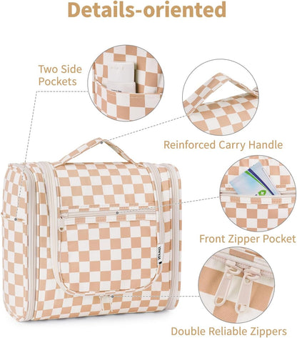 Hanging Toiletry Bag Women Travel Makeup Bag Organizer Toiletries Bag for Travel Size Essentials Accessories Cosmetics (Medium,Blue Flower)