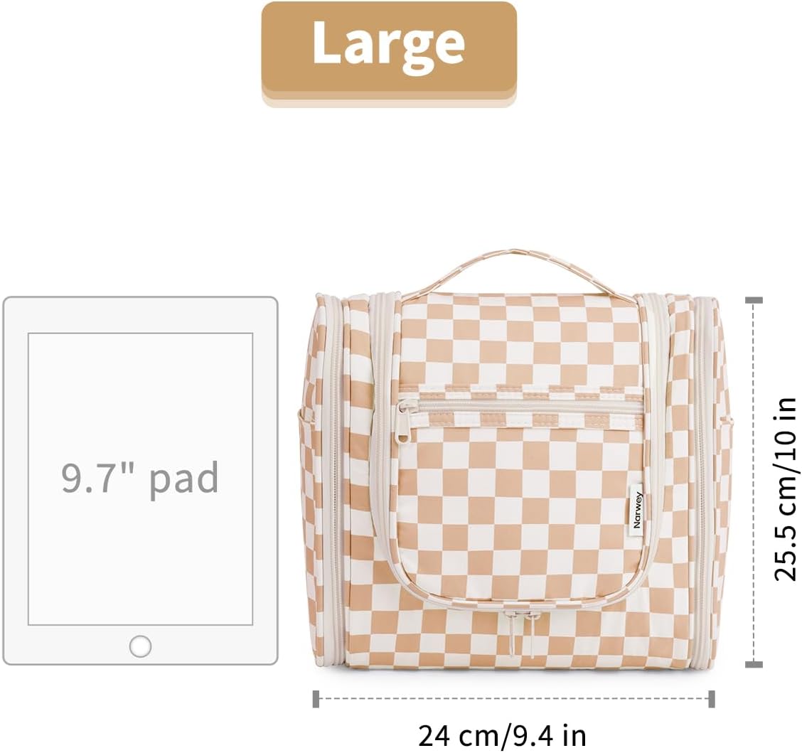 Hanging Toiletry Bag Women Travel Makeup Bag Organizer Toiletries Bag for Travel Size Essentials Accessories Cosmetics (Medium,Blue Flower)