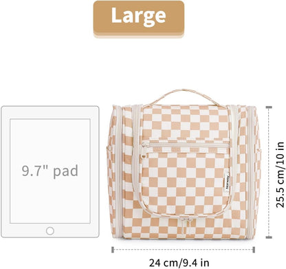 Hanging Toiletry Bag Women Travel Makeup Bag Organizer Toiletries Bag for Travel Size Essentials Accessories Cosmetics (Medium,Blue Flower)