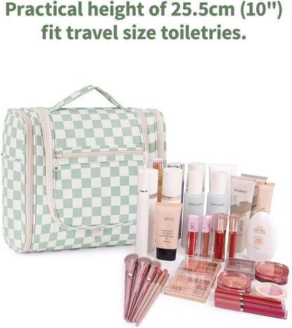 Hanging Toiletry Bag Women Travel Makeup Bag Organizer Toiletries Bag for Travel Size Essentials Accessories Cosmetics (Medium,Blue Flower)