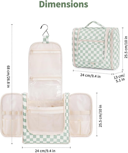 Hanging Toiletry Bag Women Travel Makeup Bag Organizer Toiletries Bag for Travel Size Essentials Accessories Cosmetics (Medium,Blue Flower)