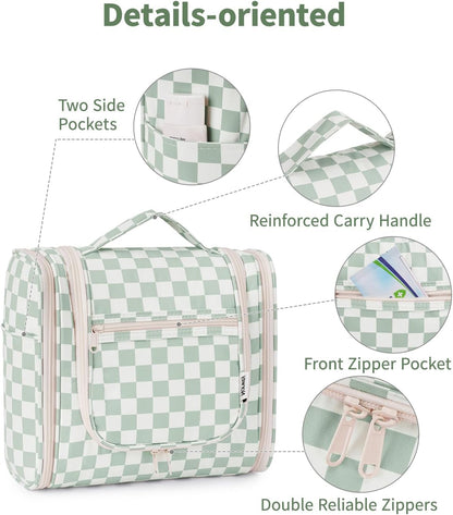 Hanging Toiletry Bag Women Travel Makeup Bag Organizer Toiletries Bag for Travel Size Essentials Accessories Cosmetics (Medium,Blue Flower)
