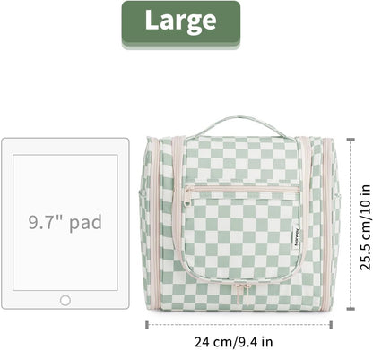 Hanging Toiletry Bag Women Travel Makeup Bag Organizer Toiletries Bag for Travel Size Essentials Accessories Cosmetics (Medium,Blue Flower)