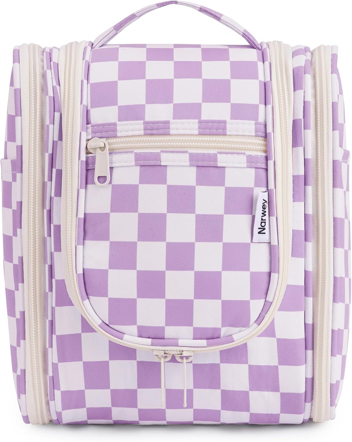 Hanging Toiletry Bag Women Travel Makeup Bag Organizer Toiletries Bag for Travel Size Essentials Accessories Cosmetics (Medium,Blue Flower)