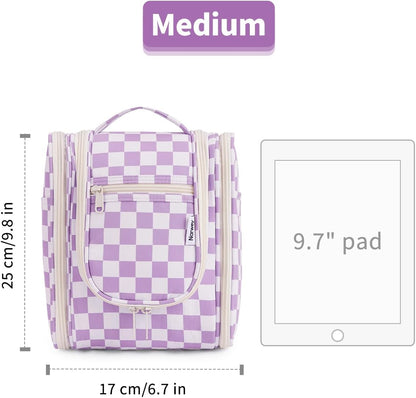 Hanging Toiletry Bag Women Travel Makeup Bag Organizer Toiletries Bag for Travel Size Essentials Accessories Cosmetics (Medium,Blue Flower)