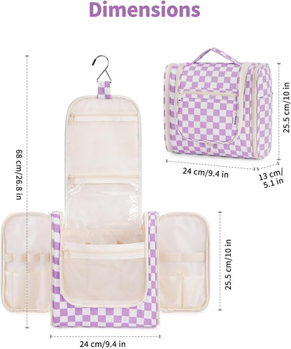 Hanging Toiletry Bag Women Travel Makeup Bag Organizer Toiletries Bag for Travel Size Essentials Accessories Cosmetics (Medium,Blue Flower)