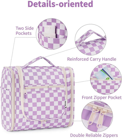 Hanging Toiletry Bag Women Travel Makeup Bag Organizer Toiletries Bag for Travel Size Essentials Accessories Cosmetics (Medium,Blue Flower)