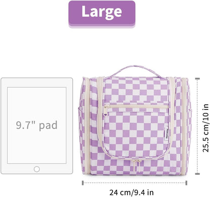 Hanging Toiletry Bag Women Travel Makeup Bag Organizer Toiletries Bag for Travel Size Essentials Accessories Cosmetics (Medium,Blue Flower)