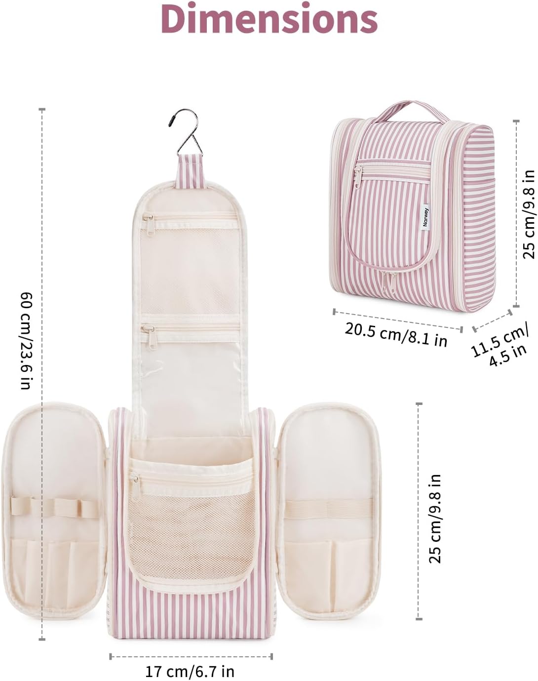 Hanging Toiletry Bag Women Travel Makeup Bag Organizer Toiletries Bag for Travel Size Essentials Accessories Cosmetics (Medium,Blue Flower)