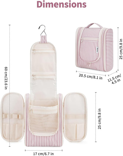 Hanging Toiletry Bag Women Travel Makeup Bag Organizer Toiletries Bag for Travel Size Essentials Accessories Cosmetics (Medium,Blue Flower)