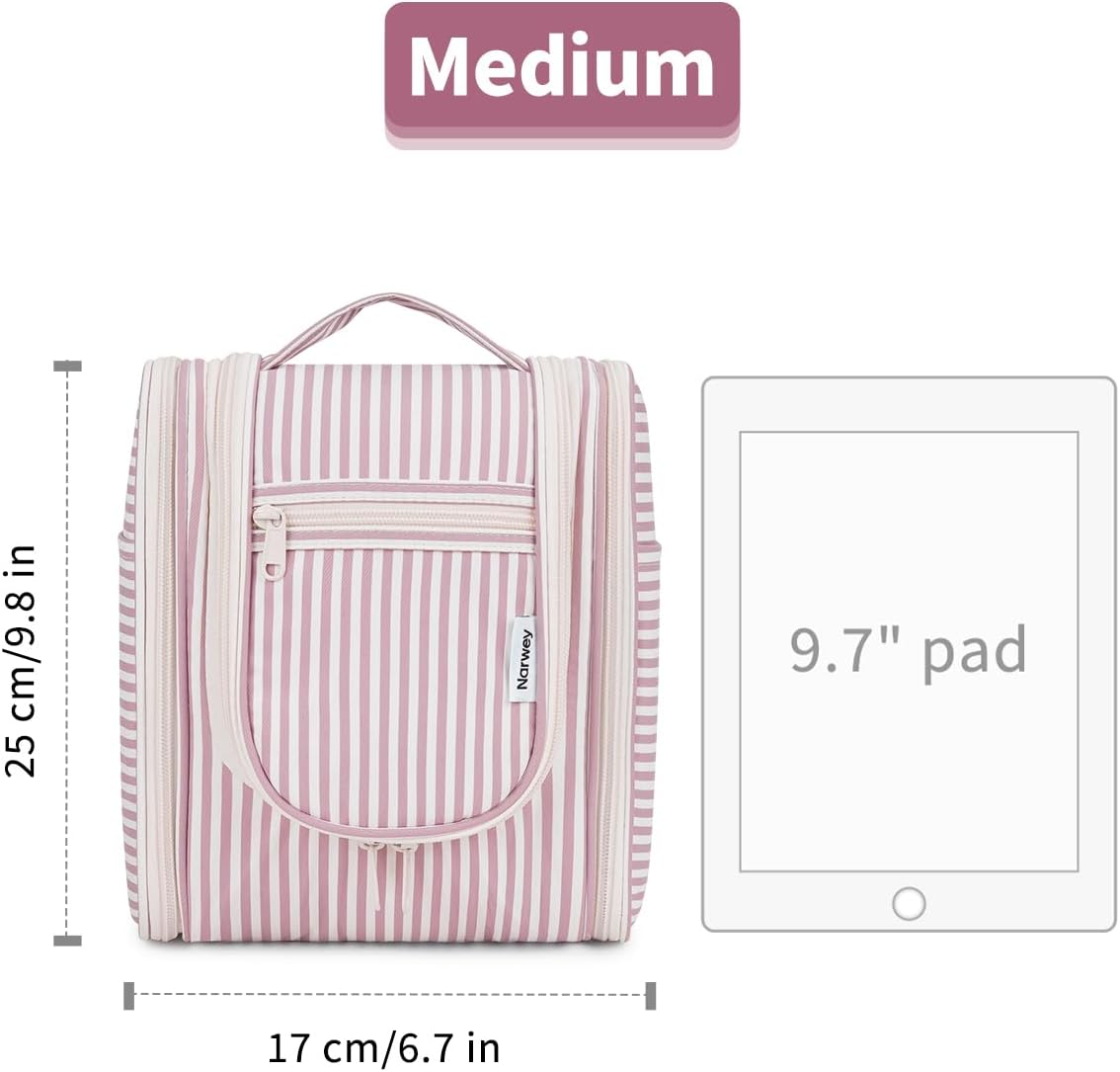 Hanging Toiletry Bag Women Travel Makeup Bag Organizer Toiletries Bag for Travel Size Essentials Accessories Cosmetics (Medium,Blue Flower)