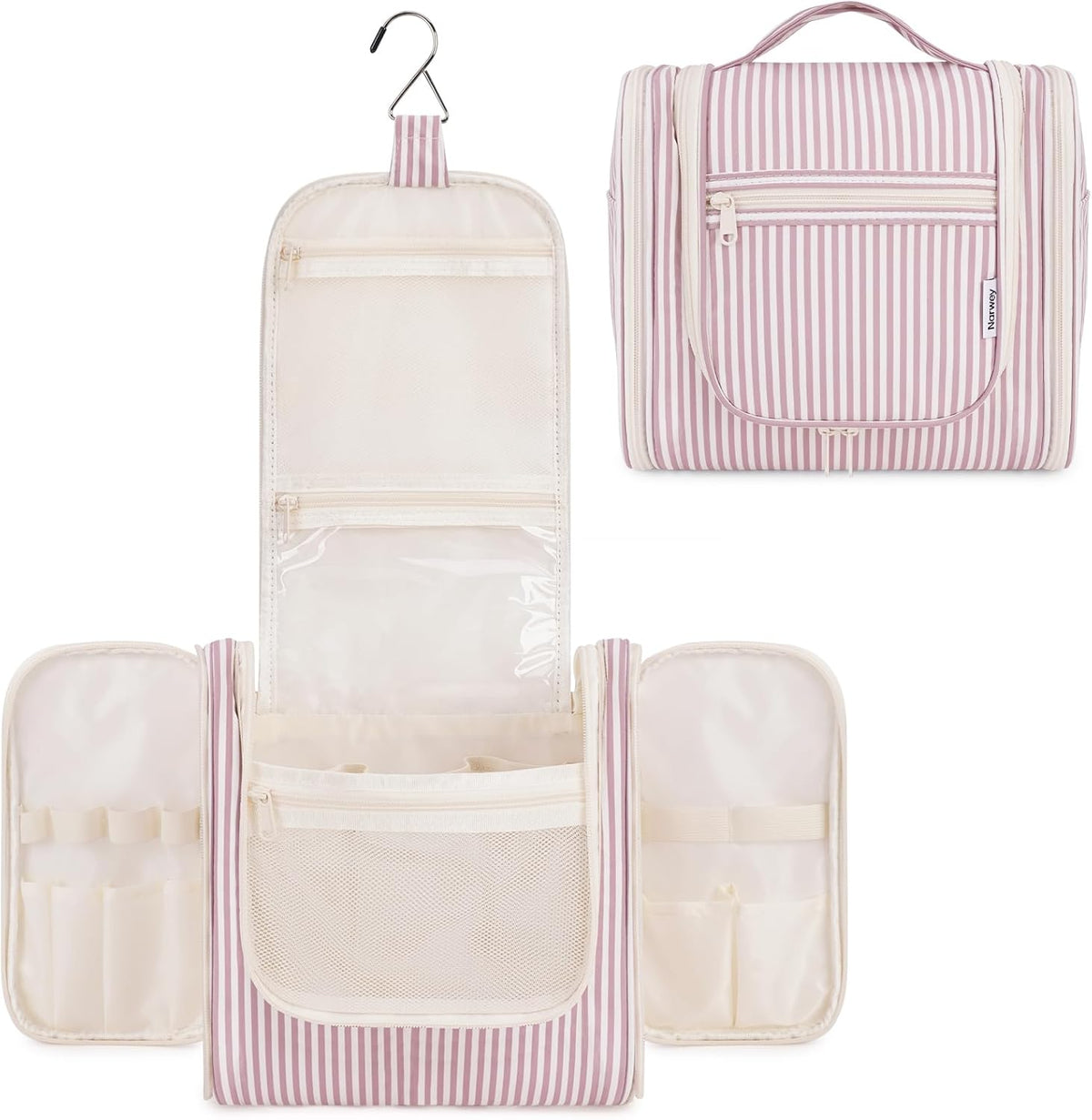 Hanging Toiletry Bag Women Travel Makeup Bag Organizer Toiletries Bag for Travel Size Essentials Accessories Cosmetics (Medium,Blue Flower)