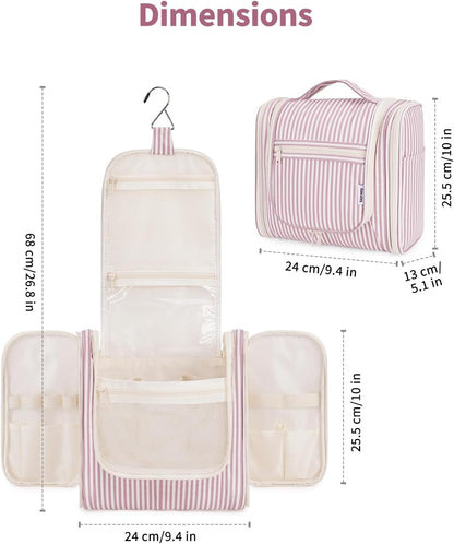 Hanging Toiletry Bag Women Travel Makeup Bag Organizer Toiletries Bag for Travel Size Essentials Accessories Cosmetics (Medium,Blue Flower)
