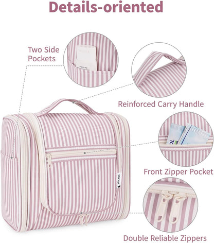 Hanging Toiletry Bag Women Travel Makeup Bag Organizer Toiletries Bag for Travel Size Essentials Accessories Cosmetics (Medium,Blue Flower)
