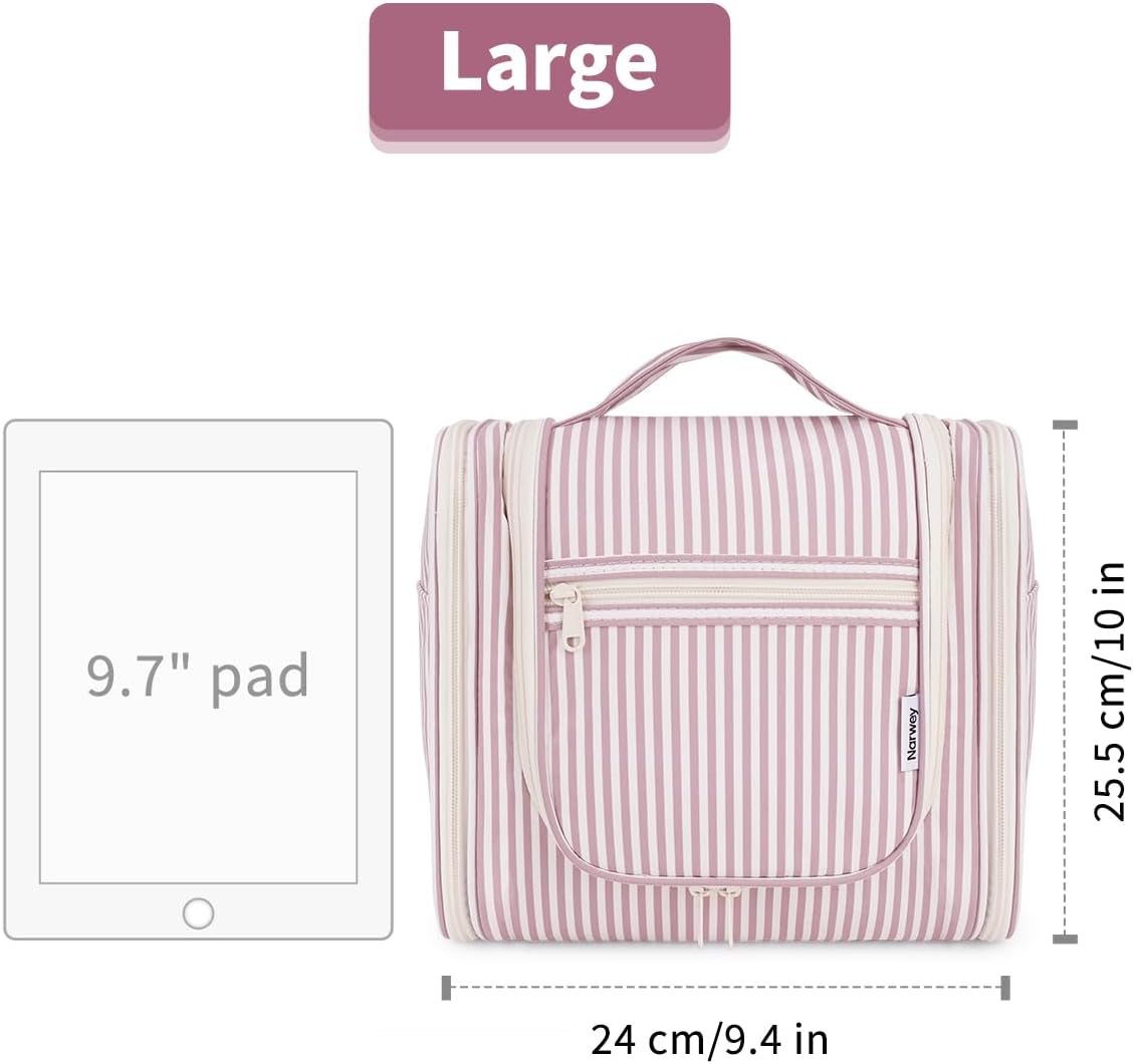 Hanging Toiletry Bag Women Travel Makeup Bag Organizer Toiletries Bag for Travel Size Essentials Accessories Cosmetics (Medium,Blue Flower)
