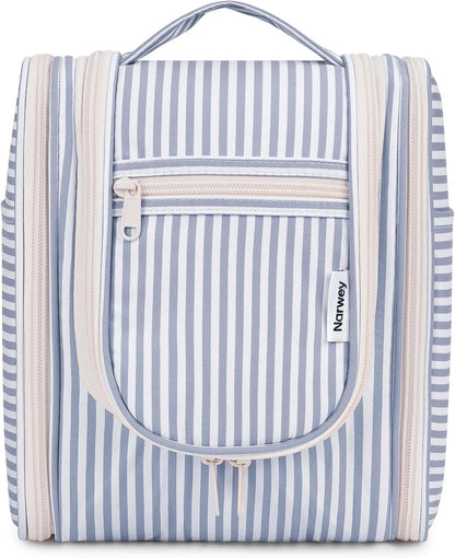 Hanging Toiletry Bag Women Travel Makeup Bag Organizer Toiletries Bag for Travel Size Essentials Accessories Cosmetics (Medium,Blue Flower)
