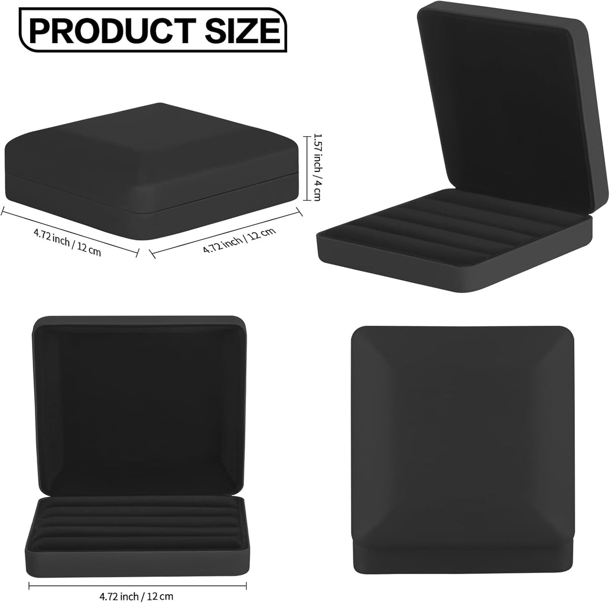 Ring Organizer Box, Travel Jewelry Holder Case for Women (Black) | PU Surface & Velvet Lining, Portable Jewelry Display Storage Boxs, for Multiple Rings Stud Earring