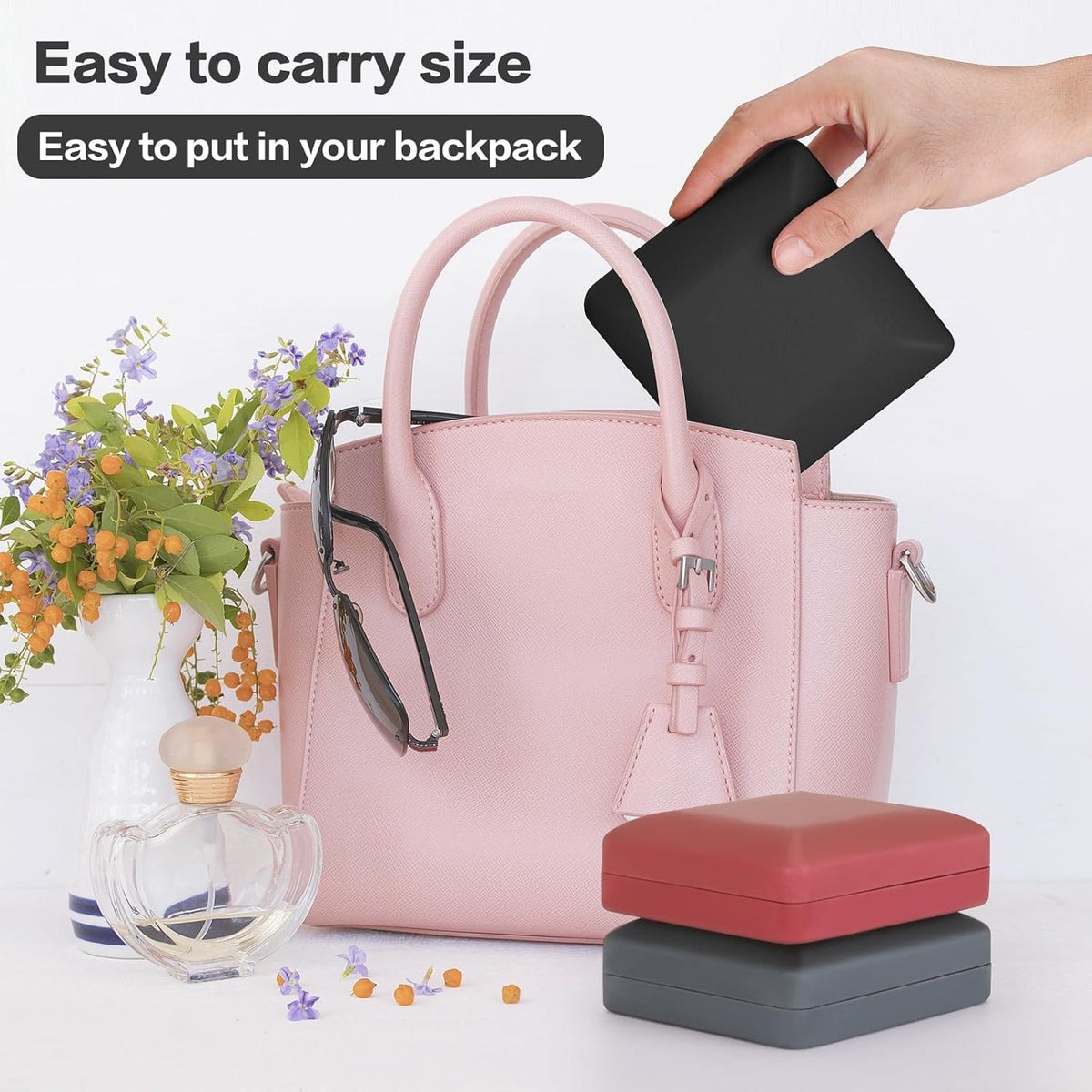 Ring Organizer Box, Travel Jewelry Holder Case for Women (Black) | PU Surface & Velvet Lining, Portable Jewelry Display Storage Boxs, for Multiple Rings Stud Earring