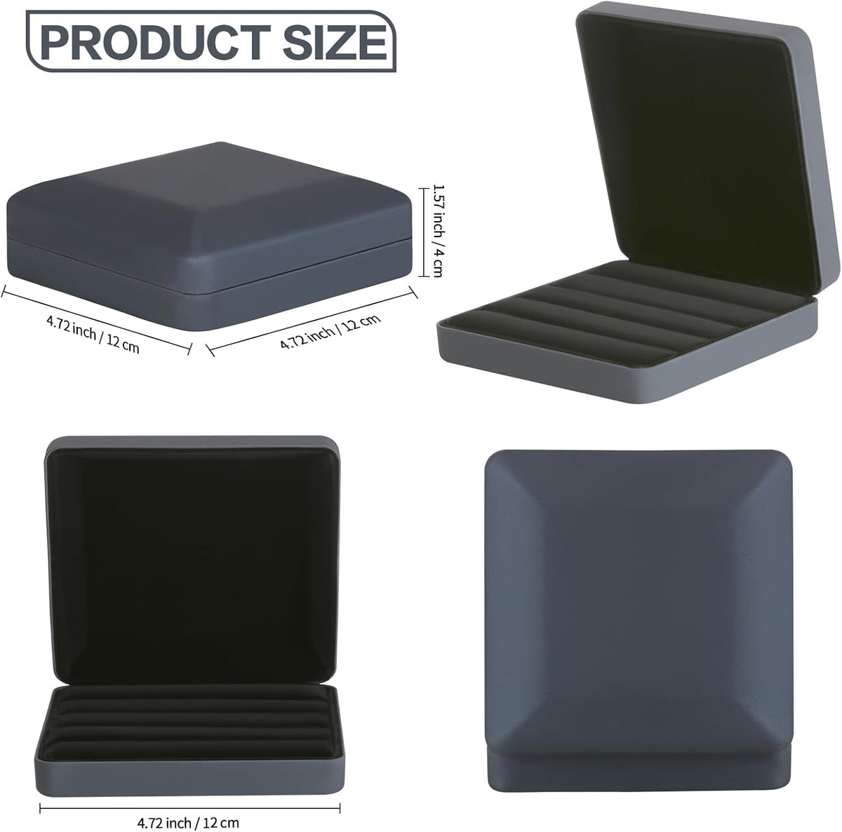 Ring Organizer Box, Travel Jewelry Holder Case for Women (Black) | PU Surface & Velvet Lining, Portable Jewelry Display Storage Boxs, for Multiple Rings Stud Earring