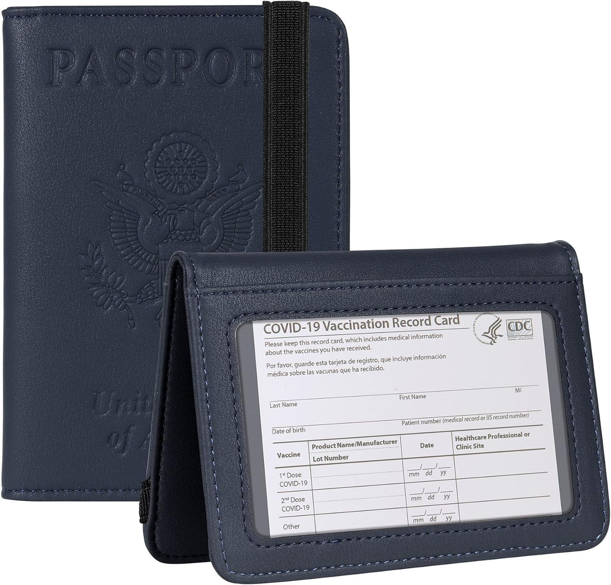 Passport Wallet Passport Holder Cover Case Leather Travel Wallet Rfid Blocking for Men Women(Blue Navy)