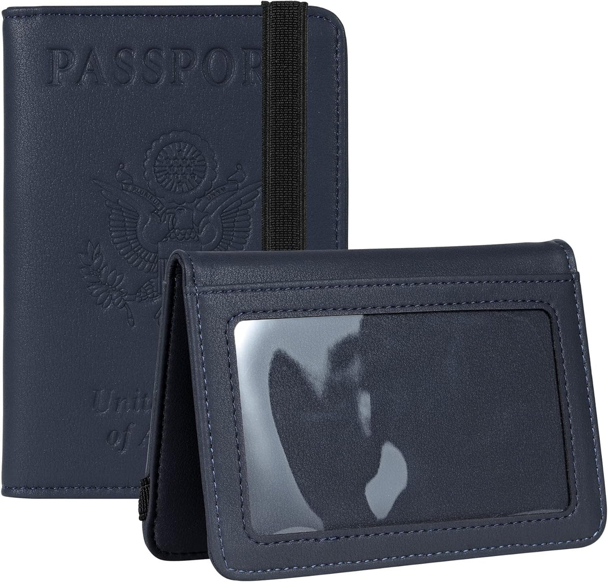Passport Wallet Passport Holder Cover Case Leather Travel Wallet Rfid Blocking for Men Women(Blue Navy)