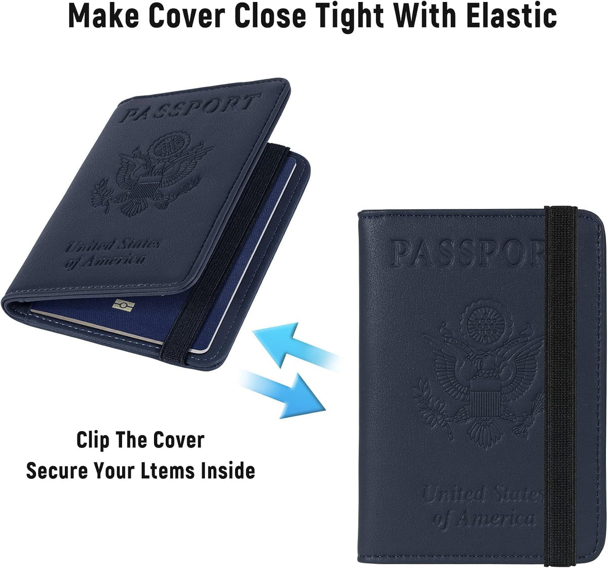 Passport Wallet Passport Holder Cover Case Leather Travel Wallet Rfid Blocking for Men Women(Blue Navy)