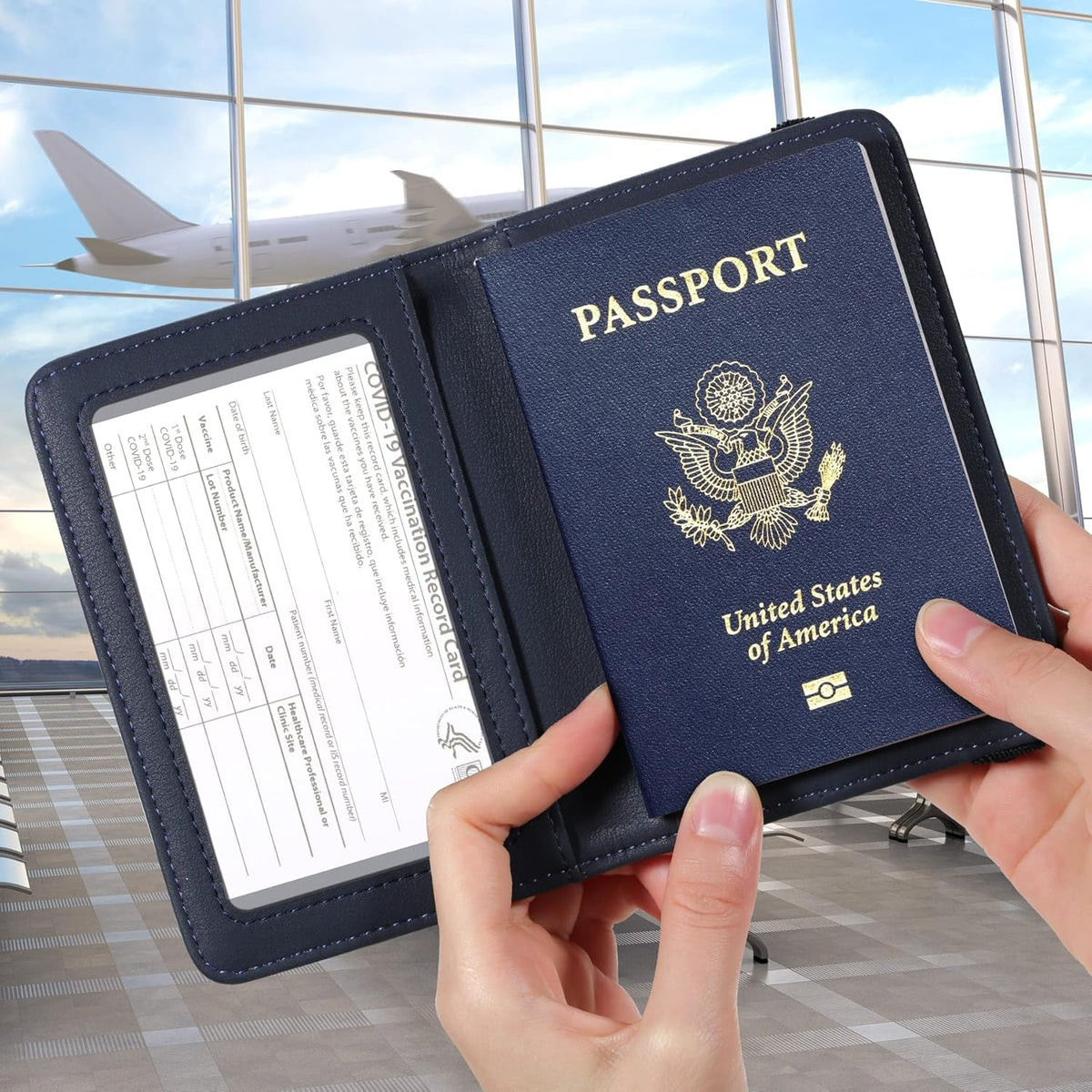 Passport Wallet Passport Holder Cover Case Leather Travel Wallet Rfid Blocking for Men Women(Blue Navy)